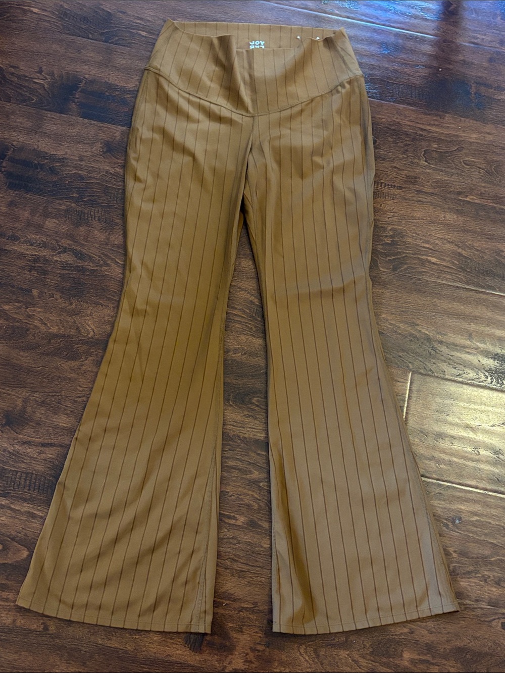 JoyLab Pinstripe Flare Pants in Camel Brown